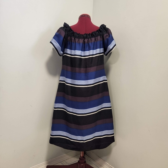 Banana Republic silk striped off the shoulder dress - Picture 5 of 7